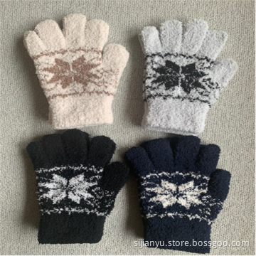 Lovely Embriodery Floral Printed Women's Five Fingers Gloves